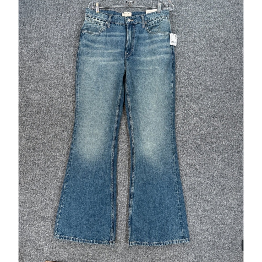 We The Free Jeans Womens 30 Blue Humble Flare High Rise Denim Bell Bottoms NEW